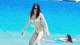 beautiful girl surfing