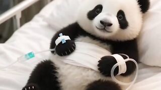 The struggle of a baby panda