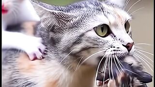 Mother Cat Fights the Flood to Save Her Kittens