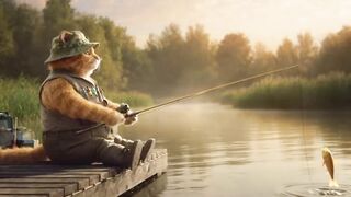 Fat Cat Fishing for Crowned Fish
