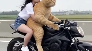 Handsome Cat Rides a Motocross Bike, Style Like a World Racer