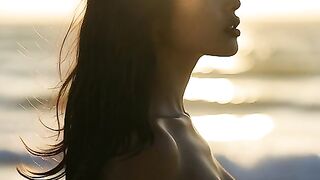 Girl with Red Umbrella in the Rain