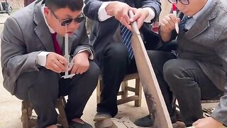 Funny sugarcane cutting