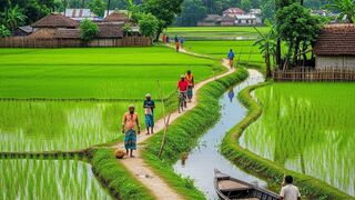 Sunset Over the Rice Fields