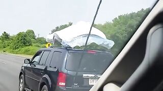 Massachusetts Mattress Mayhem! When Your Rooftop Cargo Has Other Plans.