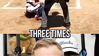 This Little League umpire was hit below the belt a total of three times