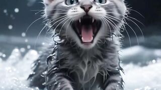Gray Kitten Lost in the Storm