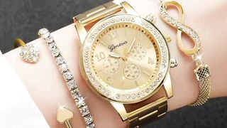 طقم الساعات والمجوهرات الفاخر للنساء  أناقة كاملة في قطعة واحدة