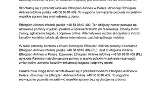 Jaki jest numer 800 linii lotniczych Ethiopian Airlines? (infolinia polska Ethiopian Airlines)