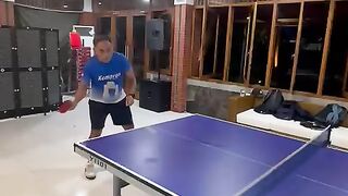 Playing table tennis at night