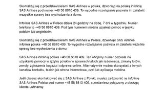 Jak nawiązać kontakt z SAS? (infolinia Polska SAS Airlines)