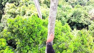 Climbing small branches above a height