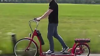 Unique. A bicycle that runs, without pedals to move it