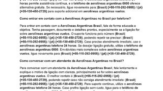 [BR] AeRoLínEas ARgeNtiNas]  Como falar com a Aerolíneas  Argentinas pelo telefone no Brasil?