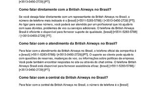 [brasil] [55] Como falar com a British Airways no Brasil?