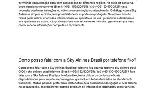 SKY Airlines BrasiL Como posso falar com a Sky Airlines Brasil?