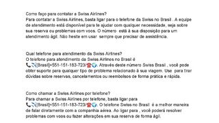 Br55????????!????????][????????????????-???????????????? Como falar com a Swiss Airlines por telefone?