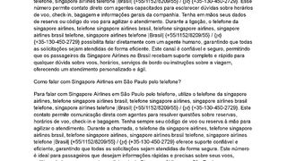 Singapore Airlines Brasil Como falar com Singapore Airlines telefone Brasil?