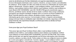 {BR}Royal Caribbean  Como posso falar com  Royal Caribbean Brasil?