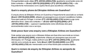 Como fazer uma enquiry pelo telefone da Ethiopian Airlines no Brasil?