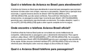 AviancaComo entrar em contato pelo Avianca Brasil telefone?