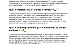 Como posso falar com a Air Europa pelo telefone no Brasil?