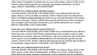 LUFthansa Ajuda))BR)) Como falar com Lufthansa Brasil pelo telefone?