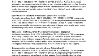 avlanca Qual é o  telefone Avianca Brasil para  informações gerais?