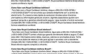 TElefone???????? Como falar com Royal Caribbean Brasil?