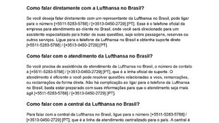 [LuftHansaBrAsIL]Como falar com a Lufthansa no Brasil?