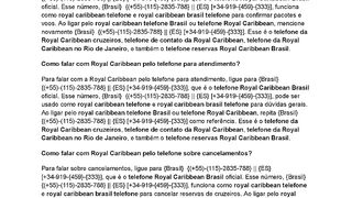 {{RoYal [!!!CaRibBean]}} Como falar com Royal Caribbean pelo telefone para reservas?