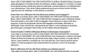 ((ETHIOPIAN)) é o telefone Ethiopian Airlines Guarulhos para informações rápidas?