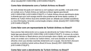 [55](((TurKiShAirLiNeSBrAsiL))Como falar com a Turkish Airlines no Brasil?