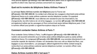 TeL33(swiss-airlines-fr.)Swiss Airlines  service client téléphone France ?