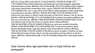 ℂ[BRASIL]] Como posso falar com a Copa Airlines pelo telefone no Brasil?