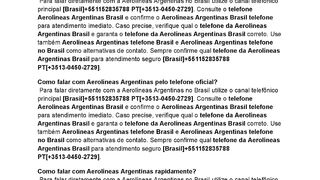 (Argentinas-airlines-brasil) Como falar com um  representante da Aerolíneas  Argentinas?