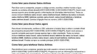 [55]{SwIssAirLiNeS}Como posso falar com a Swiss Airlines no Brasil?
