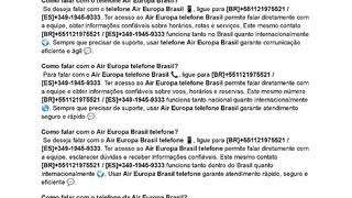 AIR-EuropA(Brasil)Como falar com a Air Europa telefone?