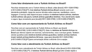 [Br][TuRkIsHAirLiNEs][55]Como falar com a Turkish Airlines no Brasil?