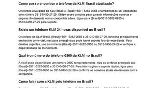 { KLM} Qual é o telefone da KLM Brasil para atendimento ao cliente?