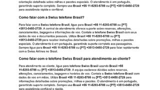 Suporte-24 Como falar com o telefone contato Swiss Brasil?