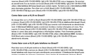 {Br}KLM TeleFOne    Como falar com a KLM pelo telefone?