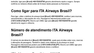 {55} {{{ItA airways}}}Qual é o telefone ITA Airways Brasil?