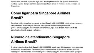 {BR [55} Qual é o telefone Singapore Airlines Brasil?