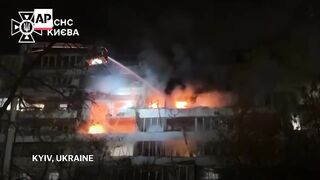 Residential blocks in Kyiv on fire after wave of Russian
