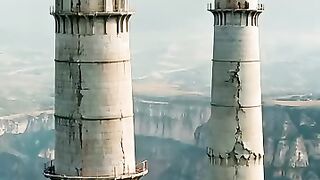 Excavator Destroys Old Brick Kiln Heavy Machine at Work shorts trending viral video