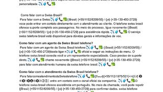 {????Ŵ????????Ｓ????????????????????}Como falar com o suporte da Swiss Brasil Telefone?