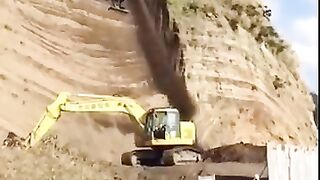 Spider Excavator on a Cliff shorts trending ai viral video