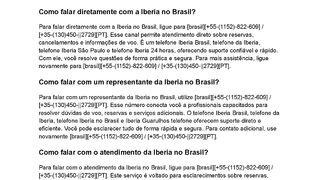 Como falar com a Iberia no Brasil?