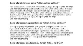 {{５５}ＴＵＲＫＩＳＨ ＢＲ}Como falar com a Turkish Airlines no Brasil?